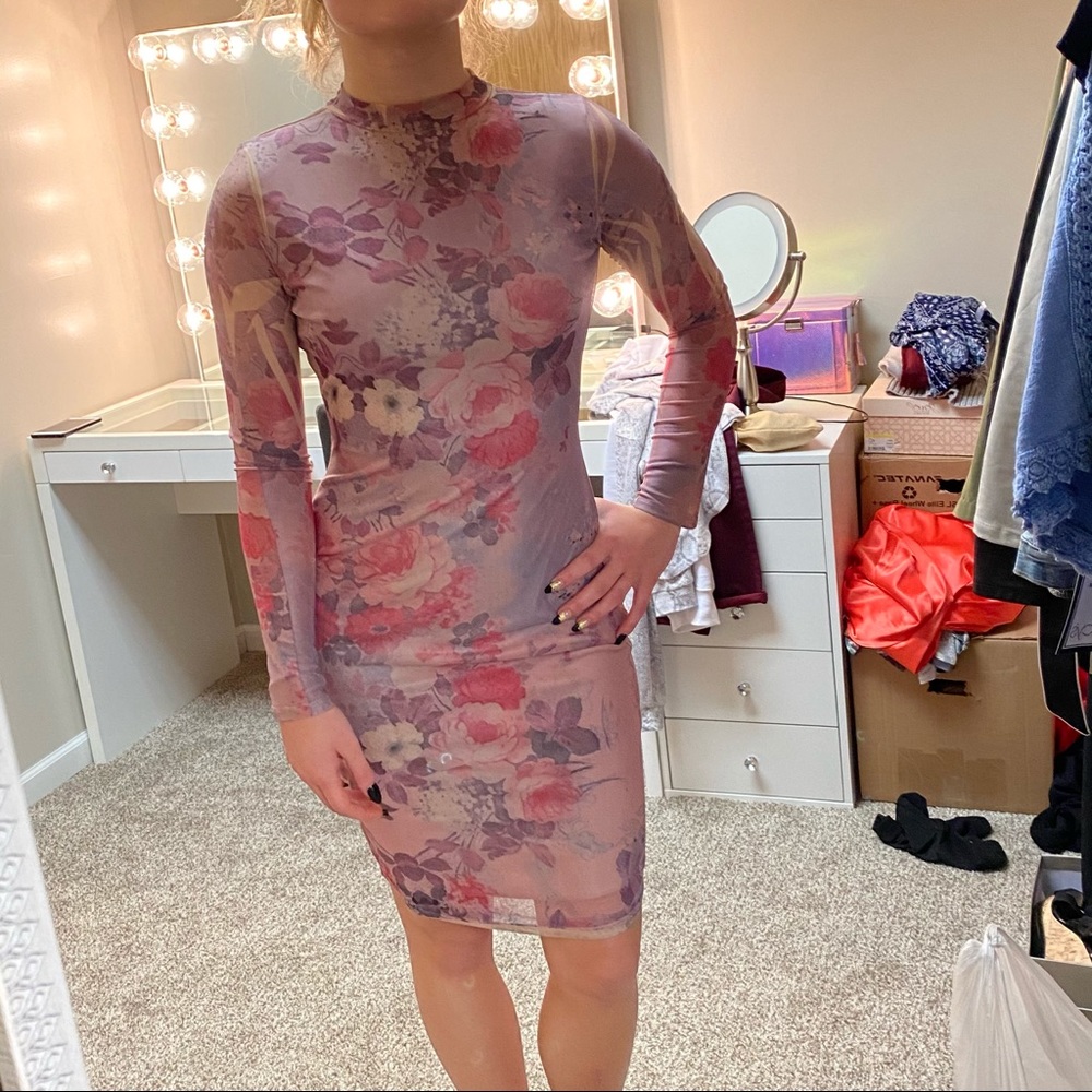 Mesh Long Sleeve Dress